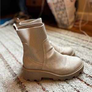 Cream Platform Chelsea Boots